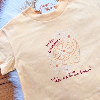 Conj. Blusa Hello Summer e Short Saia Flrorzinhas - Amarelo